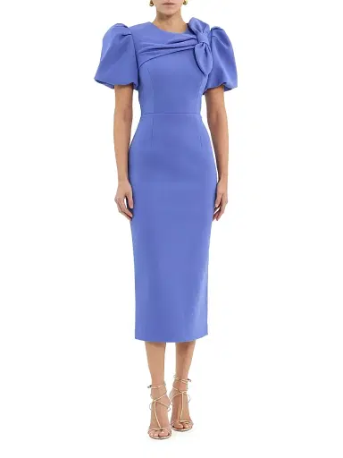 Rebecca Vallance Women's Violetta Bow Midi-Dress - Periwinkle Blue | Thumbnail 2