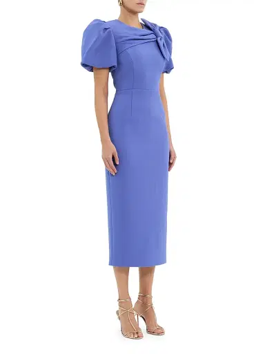 Rebecca Vallance Women's Violetta Bow Midi-Dress - Periwinkle Blue | Thumbnail 3