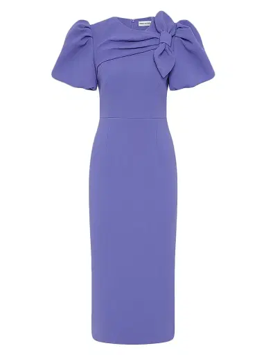 Rebecca Vallance Women's Violetta Bow Midi-Dress - Periwinkle Blue | Thumbnail 1