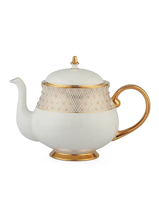 Princess Gold Teapot - Gold White