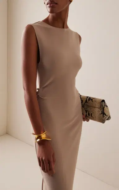 BIRROT Lay2 Draped Crepe Midi Dress | Thumbnail 3 BIRROT Lay2 Draped Crepe Midi Dress | Thumbnail 3