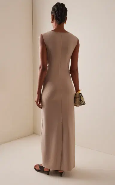 BIRROT Lay2 Draped Crepe Midi Dress | Thumbnail 4 BIRROT Lay2 Draped Crepe Midi Dress | Thumbnail 4