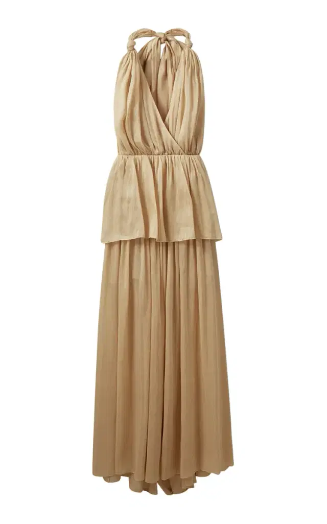 Prince Linen-Silk Peplum Gown