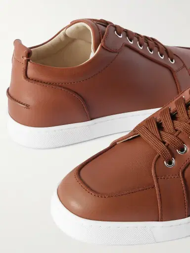 Christian Louboutin Rantulow Orlato Grosgrain-Trimmed Full-Grain Leather Sneakers - Men | Thumbnail 5