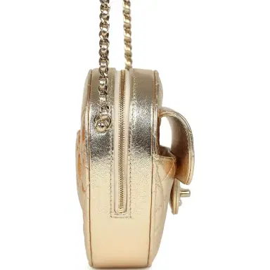 Chanel Chanel CC In Love Large Heart Bag with Chain Gold Metallic Lambskin Light Gold Hardware | Thumbnail 3 Chanel Chanel CC In Love Large Heart Bag with Chain Gold Metallic Lambskin Light Gold Hardware | Thumbnail 3