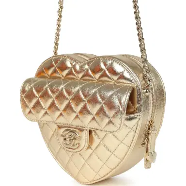Chanel Chanel CC In Love Large Heart Bag with Chain Gold Metallic Lambskin Light Gold Hardware | Thumbnail 5 Chanel Chanel CC In Love Large Heart Bag with Chain Gold Metallic Lambskin Light Gold Hardware | Thumbnail 5