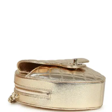 Chanel Chanel CC In Love Large Heart Bag with Chain Gold Metallic Lambskin Light Gold Hardware | Thumbnail 6 Chanel Chanel CC In Love Large Heart Bag with Chain Gold Metallic Lambskin Light Gold Hardware | Thumbnail 6