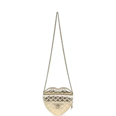 Chanel Chanel CC In Love Large Heart Bag with Chain Gold Metallic Lambskin Light Gold Hardware | Thumbnail 7 Chanel Chanel CC In Love Large Heart Bag with Chain Gold Metallic Lambskin Light Gold Hardware | Thumbnail 7