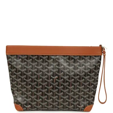 goyard Goyard Goyardine Canvas Black and Tan Conti Pouch Palladium Hardware | Thumbnail 4 goyard Goyard Goyardine Canvas Black and Tan Conti Pouch Palladium Hardware | Thumbnail 4