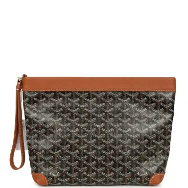 goyard Goyard Goyardine Canvas Black and Tan Conti Pouch Palladium Hardware | Thumbnail 1 goyard Goyard Goyardine Canvas Black and Tan Conti Pouch Palladium Hardware | Thumbnail 1