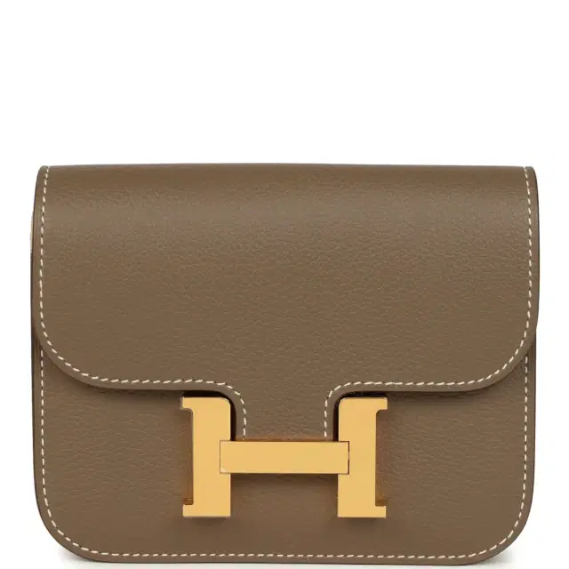 hermes Hermes Constance Slim Compact Wallet Etoupe Evercolor Gold Hardware