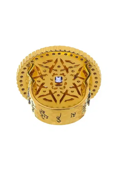 BUDDHA MAMA Blue Sapphire Kelly Green Mandala Coin Ring | Thumbnail 6