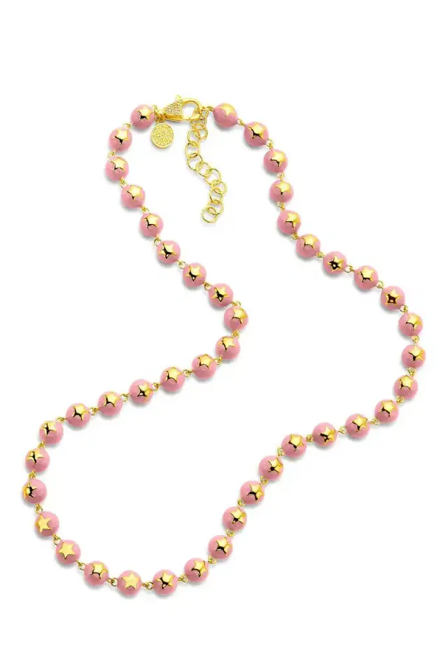 Diamond Bubblegum Pink Star Necklace