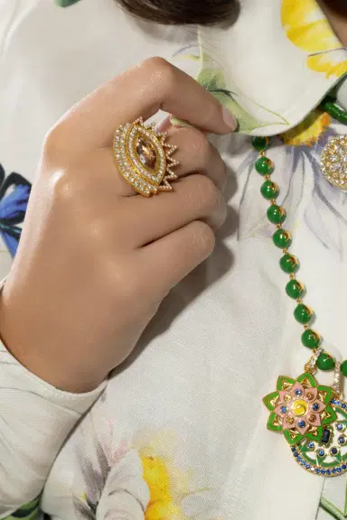 BUDDHA MAMA Diamond Morganite Evil Eye Ring | Thumbnail 3