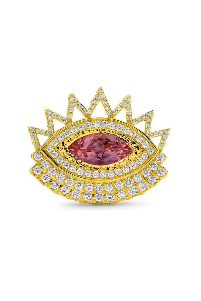 BUDDHA MAMA Diamond Morganite Evil Eye Ring