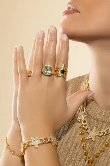 BUDDHA MAMA Green Tourmaline Star Wrap Ring | Thumbnail 3