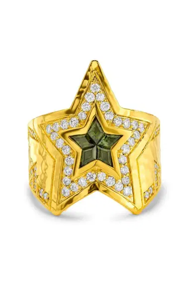 BUDDHA MAMA Green Tourmaline Star Wrap Ring | Thumbnail 1