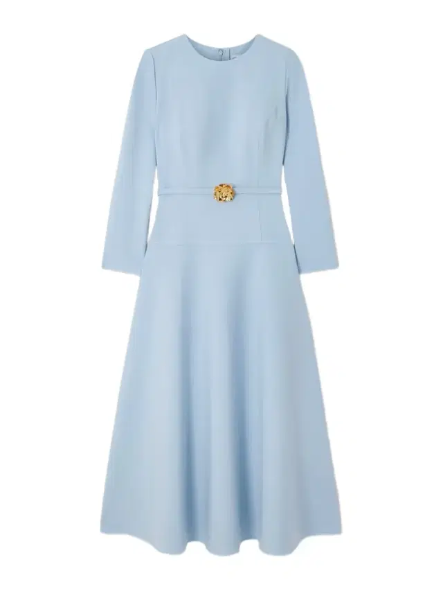Embellished Belted Wool-blend Midi Dress