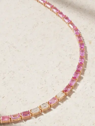 SHAY 18-karat Rose Gold Sapphire And Diamond Tennis Necklace | Thumbnail 1 SHAY 18-karat Rose Gold Sapphire And Diamond Tennis Necklace | Thumbnail 1