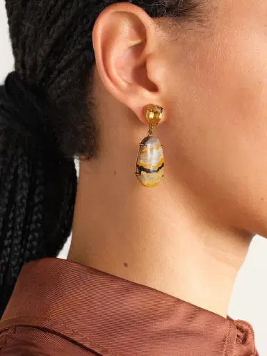 JIA JIA Bumble Bee 14-karat Gold, Citrine And Jasper Earrings | Thumbnail 2