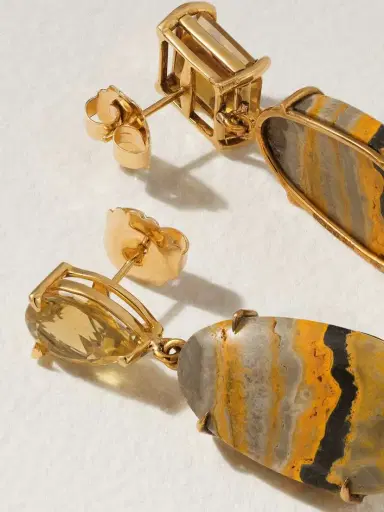 JIA JIA Bumble Bee 14-karat Gold, Citrine And Jasper Earrings | Thumbnail 3