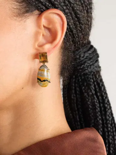 JIA JIA Bumble Bee 14-karat Gold, Citrine And Jasper Earrings | Thumbnail 4