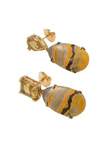 JIA JIA Bumble Bee 14-karat Gold, Citrine And Jasper Earrings | Thumbnail 1
