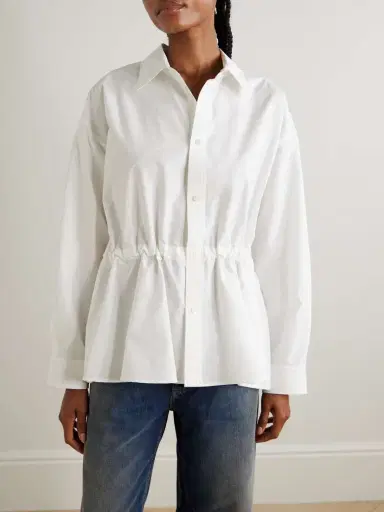 Balenciaga Hourglass Gathered Cotton-poplin Shirt | Thumbnail 3 Balenciaga Hourglass Gathered Cotton-poplin Shirt | Thumbnail 3