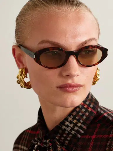 Saint Laurent Eyewear Oval-frame Tortoiseshell Acetate Sunglasses | Thumbnail 2