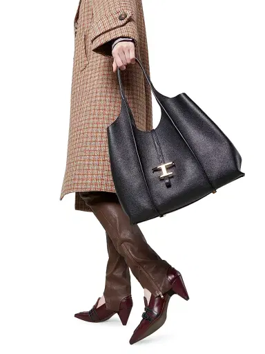 Tod's Women's Medium Leather Shopper Tote Bag - Nero | Thumbnail 2 Tod's Women's Medium Leather Shopper Tote Bag - Nero | Thumbnail 2