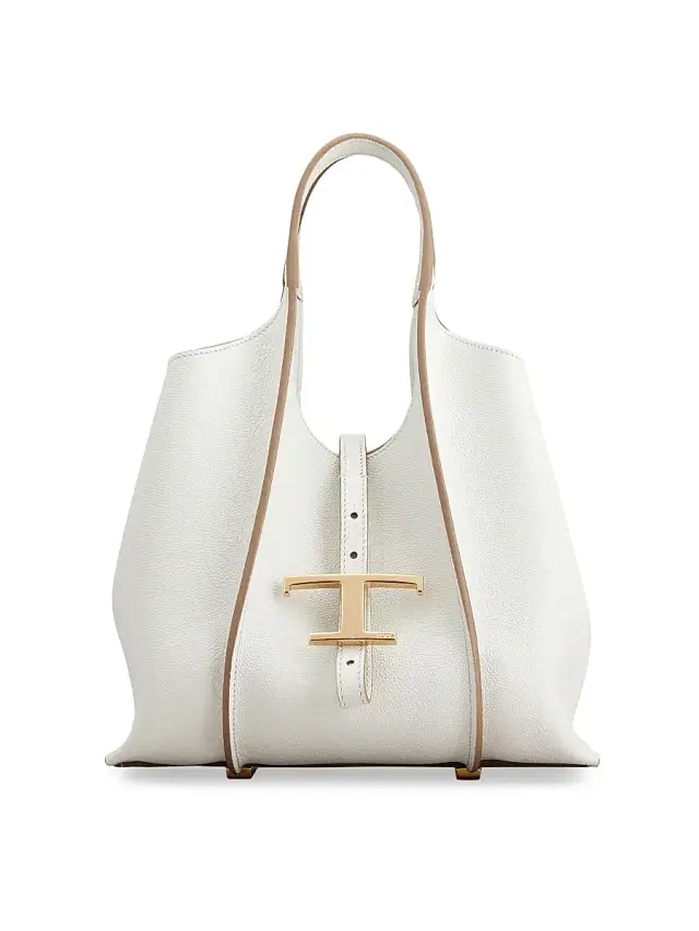 Tod's Women's Mini T Timeless Leather Shopper Tote Bag - Bianco Calce