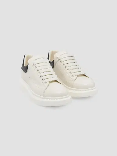 Alexander McQueen Men's Grainy Leather Oversized Sneakers - Off White Black - Size 13.5 | Thumbnail 2 Alexander McQueen Men's Grainy Leather Oversized Sneakers - Off White Black - Size 13.5 | Thumbnail 2