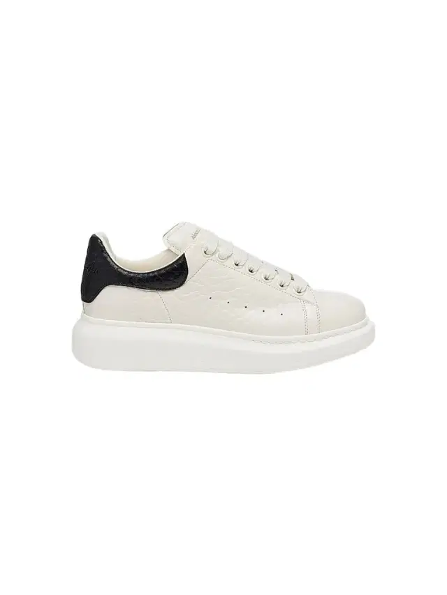 McQueen Men's Grainy Leather Oversized Sneakers - Off White Black