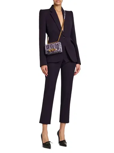 Alexander McQueen Women's Grain De Poudre Wool Cigarette Trousers - Violet | Thumbnail 2