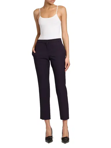 Alexander McQueen Women's Grain De Poudre Wool Cigarette Trousers - Violet | Thumbnail 3