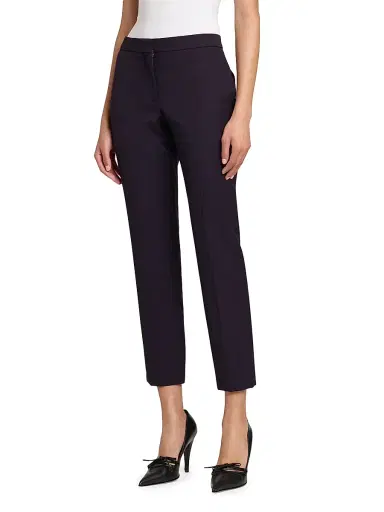 Alexander McQueen Women's Grain De Poudre Wool Cigarette Trousers - Violet | Thumbnail 4
