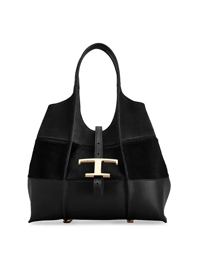 Tod's Women's Mini T Timeless Leather & Calf Hair Shopper Tote Bag - Nero