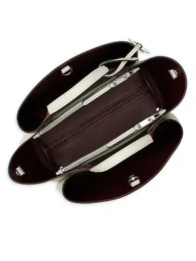 Tod's Women's Mini Mancini Leather Tote Bag - Bianco Bordeaux | Thumbnail 2 Tod's Women's Mini Mancini Leather Tote Bag - Bianco Bordeaux | Thumbnail 2