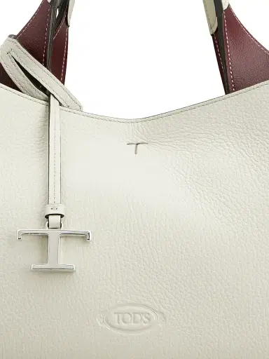 Tod's Women's Mini Mancini Leather Tote Bag - Bianco Bordeaux | Thumbnail 4 Tod's Women's Mini Mancini Leather Tote Bag - Bianco Bordeaux | Thumbnail 4