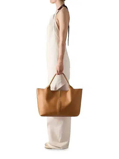 Tod's Women's Leather Shopper Tote Bag - Kenia Cacao | Thumbnail 2 Tod's Women's Leather Shopper Tote Bag - Kenia Cacao | Thumbnail 2