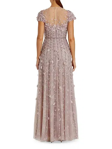 Mac Duggal Women's Embellished Illusion-Neck Mesh Evening Gown - Vintage Lilac - Size 18 | Thumbnail 2