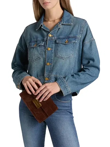 L'AGENCE Women's Vianney Hi-Lo Cropped Denim Jacket - Fargo | Thumbnail 3