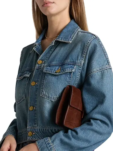 L'AGENCE Women's Vianney Hi-Lo Cropped Denim Jacket - Fargo | Thumbnail 6
