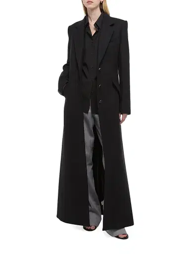 Helmut Lang Women's Relaxed Fit Wool Blend Coat - Black | Thumbnail 2