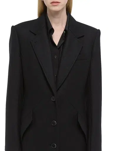 Helmut Lang Women's Relaxed Fit Wool Blend Coat - Black | Thumbnail 6
