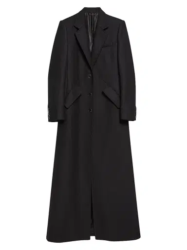 Helmut Lang Women's Relaxed Fit Wool Blend Coat - Black | Thumbnail 1