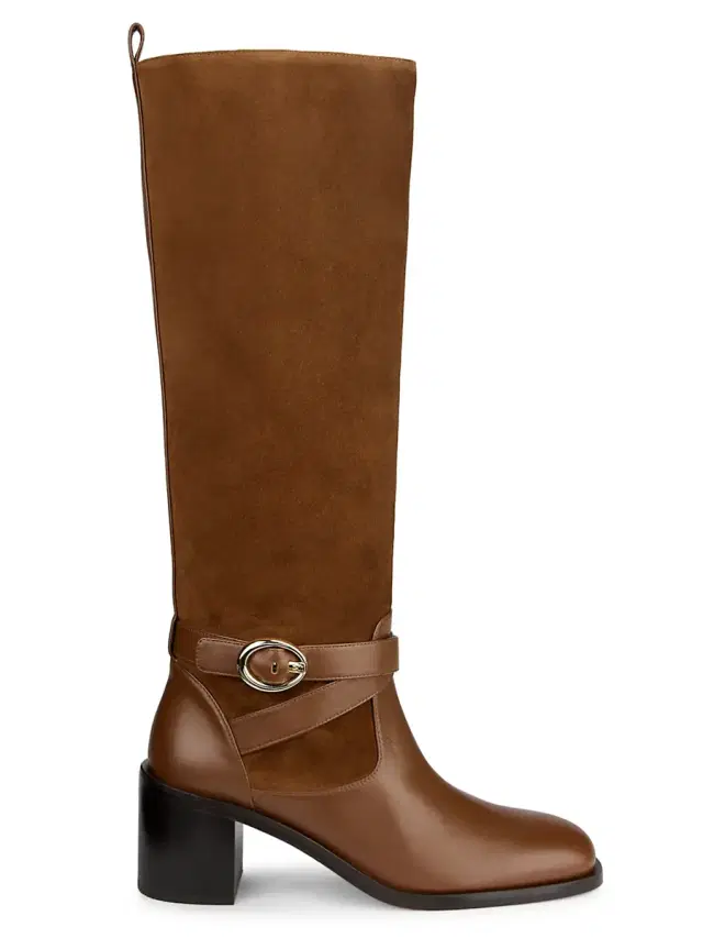 Stuart Weitzman Women's Benni 55MM Leather Riding Boots - Deep Coffee Dark Brown