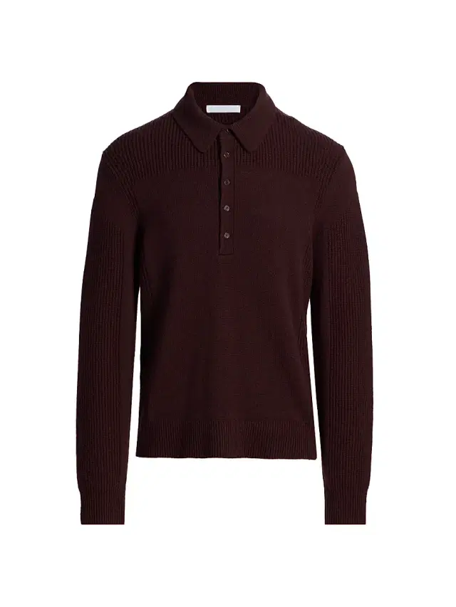 Helmut Lang Men's Block Polo Sweater - Dark Burgundy