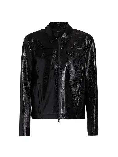 Toccin Women's Juno Crocodile-Embossed Faux Leather Moto Jacket - Jet | Thumbnail 1 Toccin Women's Juno Crocodile-Embossed Faux Leather Moto Jacket - Jet | Thumbnail 1