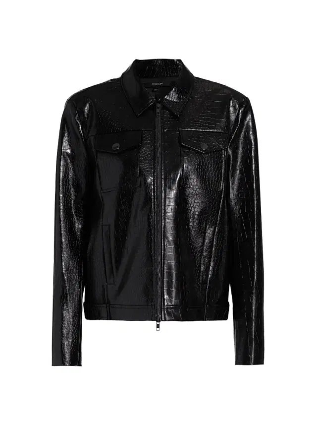 Toccin Women's Juno Crocodile-Embossed Faux Leather Moto Jacket - Jet